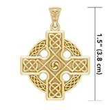 Celtic Cross Triskele Solid Gold Pendant GTP477