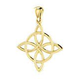 Embrace the Power of Unity: Celtic Quaternary Knot Solid Gold Pendant - GTP554 | Celebrate the Interconnectedness of Life