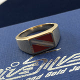 Large Dive Flag Solid Gold Ring with Enamel GTR1796