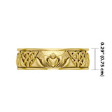 Celtic Knotwork Claddagh 14K Solid Gold Ring