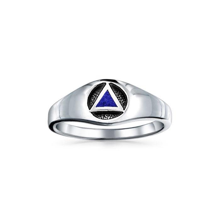 Triangle AA Recovery Symbol Silver Ring JR126 - Jewelry