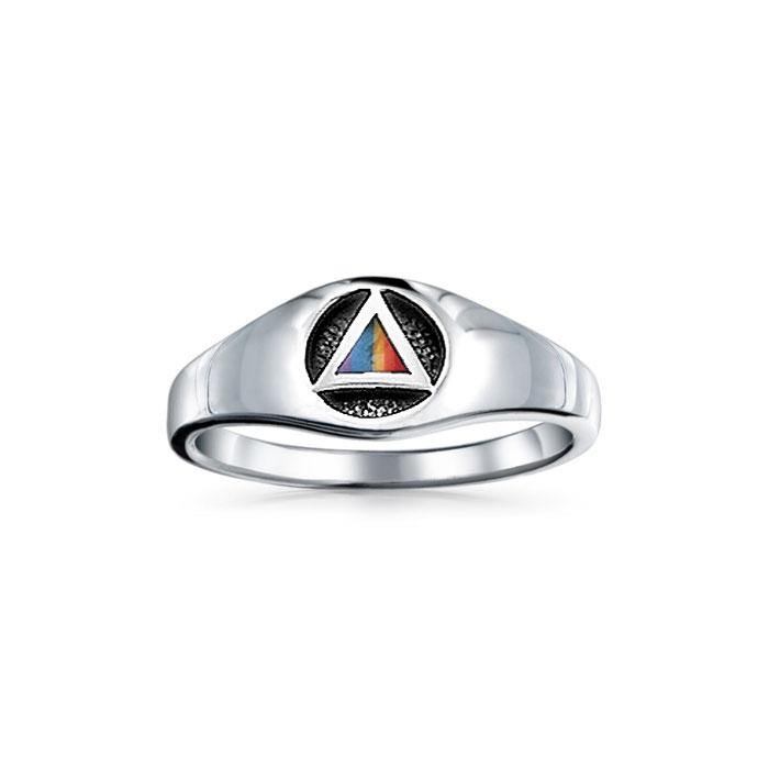Triangle AA Recovery Symbol Silver Ring JR126
