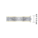 Small Silver and Gold Plate Border Celtic Bangle with open lock MBA211 - Jewelry