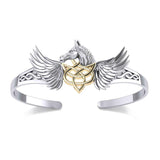 Celtic Pegasus Horse with Wing Silver and Gold Cuff Bracelet MBA276 - Jewelry