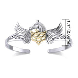 Celtic Pegasus Horse with Wing Silver and Gold Cuff Bracelet MBA276 - Jewelry
