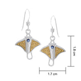 Celtic Manta Ray Sterling Silver and Gold Accents Hook Earring MER037