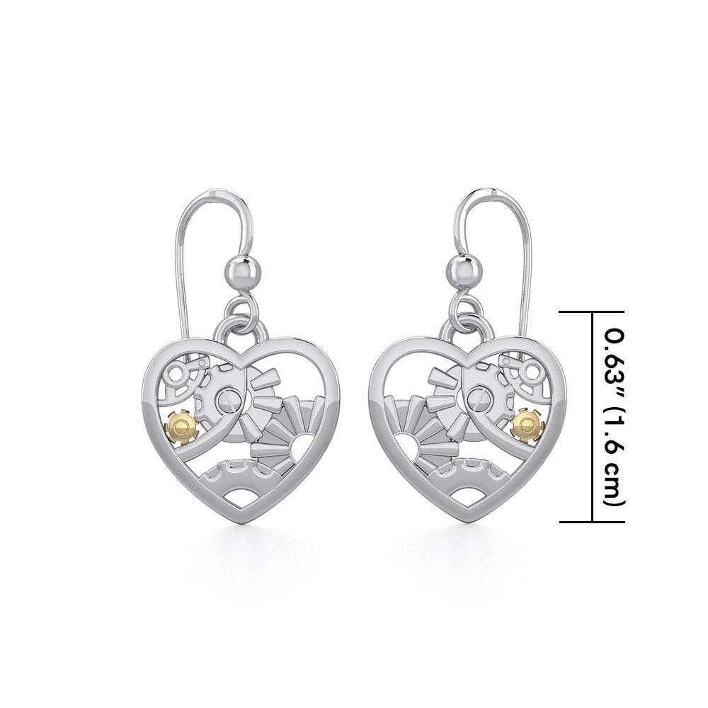 Pure Heart in Steampunk ~ fine Sterling Silver Jewelry in 14k Gold accent MER1354 - Jewelry