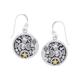 Moon Face Steampunk Silver and Gold Earrings MER1360 - Jewelry