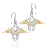Angel Wings and Infinity Symbol with Gemstone Silver and Gold Earrings MER1665 - Jewelry