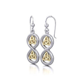 Infinity with Trinity Knot Silver and Gold Earrings MER1736 - Jewelry