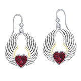 Gemstone Heart and Angel Wings Silver and 14K Gold Plated Earrings MER1742 - Jewelry