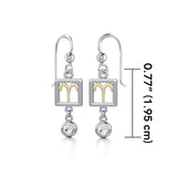 Aries Zodiac Sign Silver and Gold Earrings Jewelry with White Stone MER1769 - Jewelry