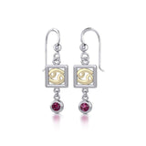 Cancer Zodiac Sign Silver and Gold Earrings Jewelry with Created Ruby MER1772