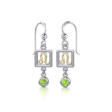 Leo Zodiac Sign Silver and Gold Earrings Jewelry with Peridot MER1773