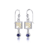 Virgo Zodiac Sign Silver and Gold Earrings Jewelry with Sapphire MER1774