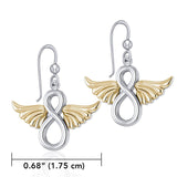 Angel Wings and Infinity Symbol Silver and Gold Earrings MER1781 - Jewelry