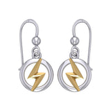 Zeus God Lightning Bolt Silver and Gold Earrings MER1965