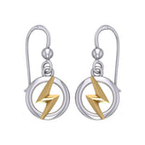 Zeus God Lightning Bolt Silver and Gold Earrings MER1965