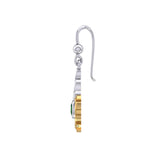 Steampunk Celtic Silver and Gold Accent Earrings with Oval Gemstone MER2117 - Jewelry