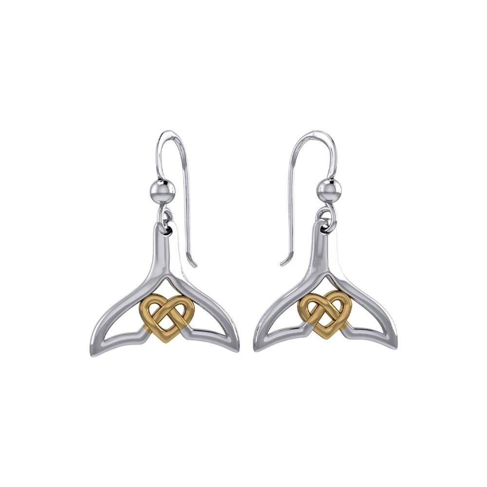 Whale Tail and Celtic Heart Silver with 14K Gold Accent Earrings MER21 –  Peter Stone Jewelry