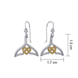 Whale Tail and Celtic Heart Silver with 14K Gold Accent Earrings MER2163 - Jewelry
