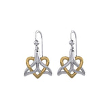 Whale Tail And Heart Silver With 14K Gold Accent Earrings MER2164 - Jewelry