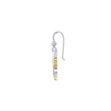 Whale Tail And Heart Silver With 14K Gold Accent Earrings MER2164 - Jewelry