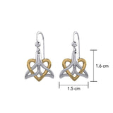 Whale Tail And Heart Silver With 14K Gold Accent Earrings MER2164