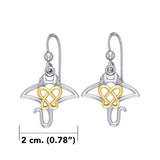 Manta Ray with 14K Gold Accent Celtic Heart in the Center Silver Earrings MER2165