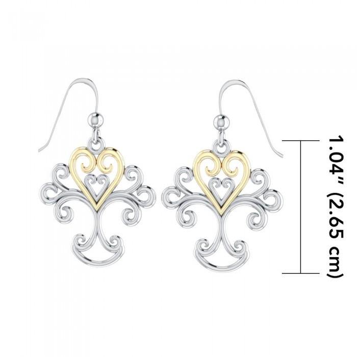 Heartfelt Tree of Life ~ 14k Gold accent and Sterling Silver Jewelry Earrings - Jewelry