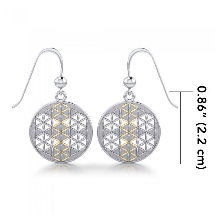Flower of Life Mandala Silver and Gold Earrings MER514 - Jewelry