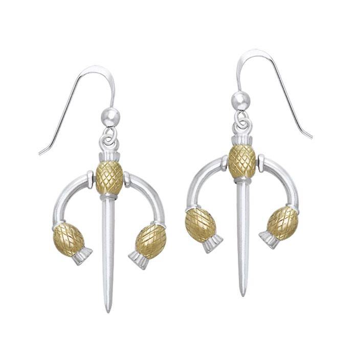 Danu Silver and Gold Thistle Earrings MER551 - Jewelry