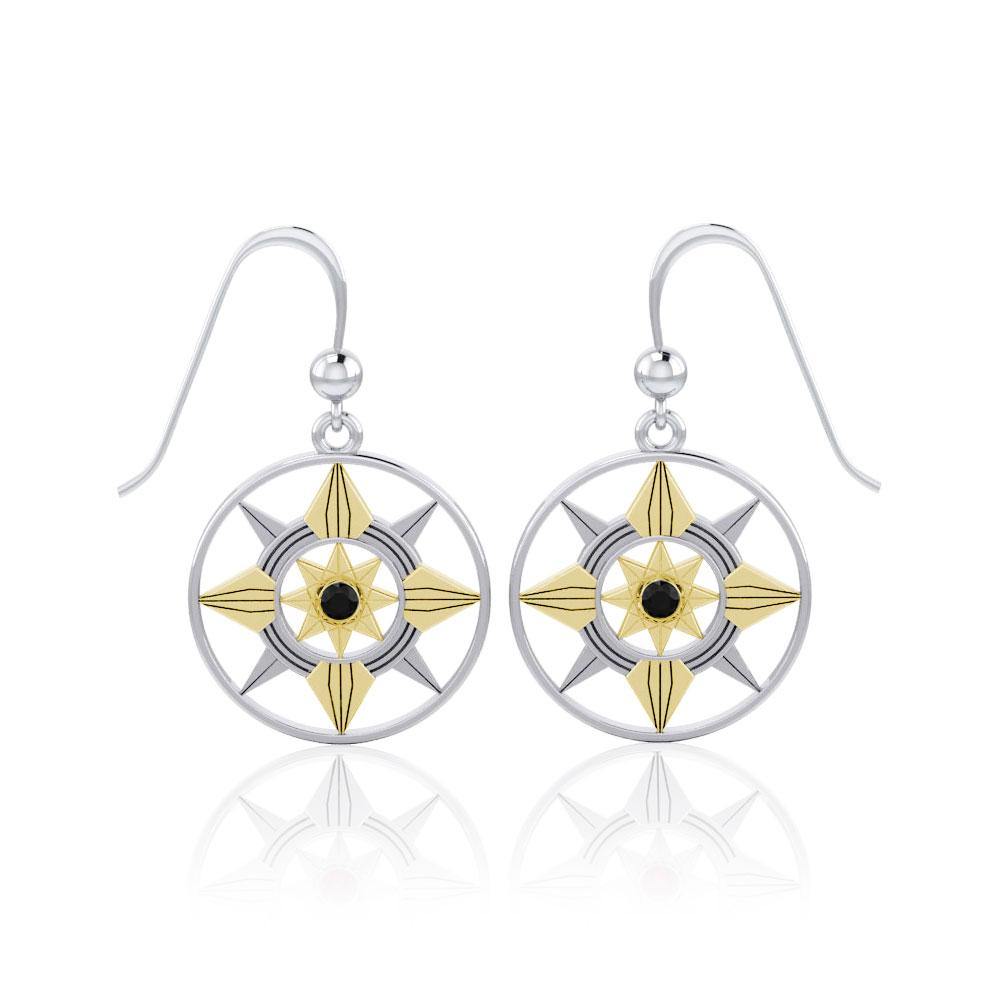 Be a Star Silver and Gold Earrings with Gemstone MER560 - Jewelry