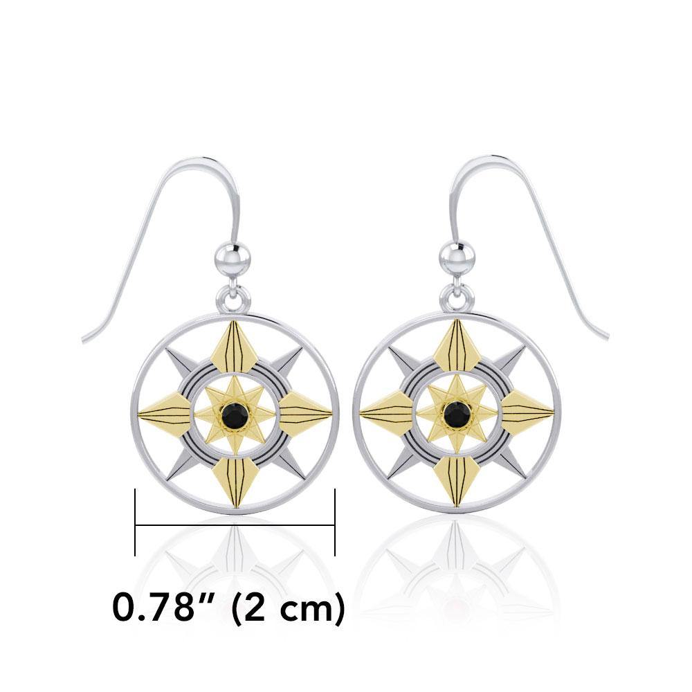 Be a Star Silver and Gold Earrings with Gemstone MER560 - Jewelry