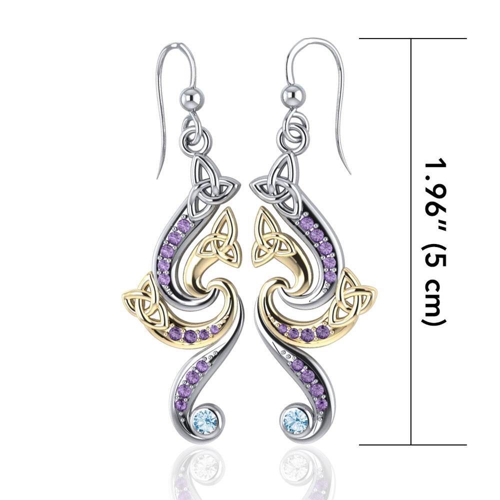Celtic Triskele Silver and Gold Earrings MER569 - Jewelry