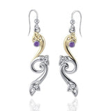 Modern Celtic Triskele Sterling Silver and 18K Gold Accent Earrings MER570
