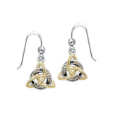 Celtic Triquetra Silver and Gold Earrings with Gems MER706 - Jewelry