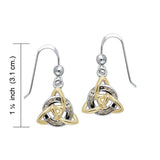 Celtic Triquetra Silver and Gold Earrings with Gems MER706 - Jewelry