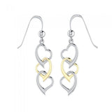 Triple Heart Silver and 14K Gold accents Earrings MER966