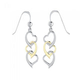 Triple Heart Silver and Gold Earrings MER966 - Jewelry