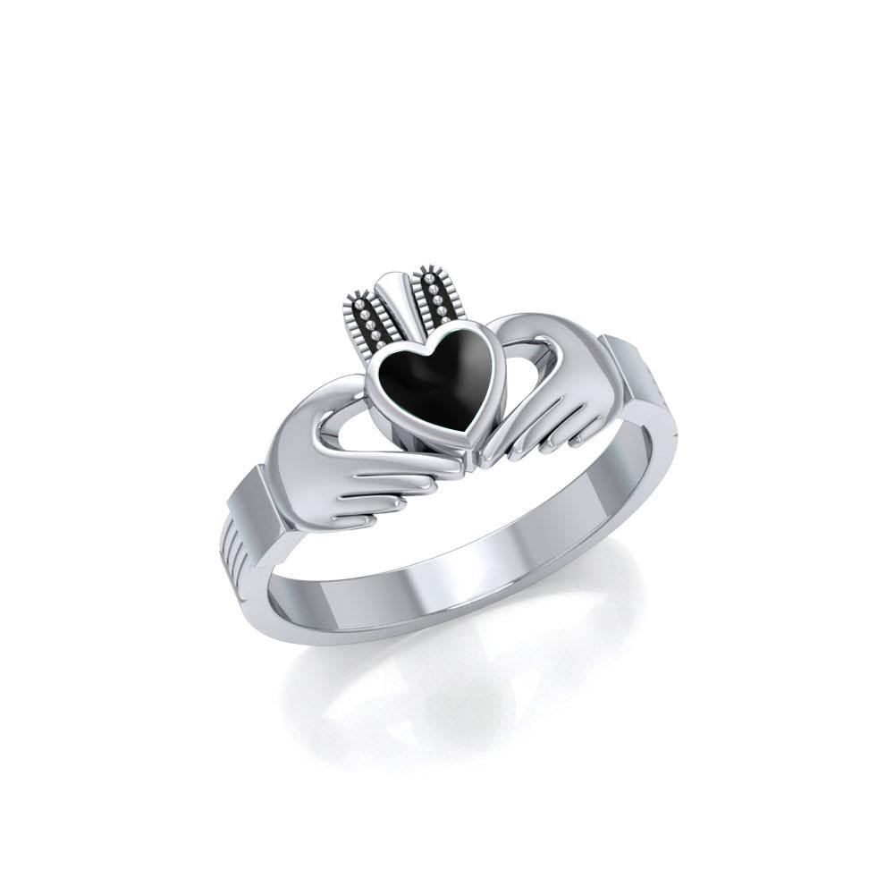 Irish Claddagh Silver Ring with Gem MG058I - Jewelry