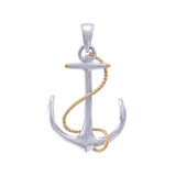 Anchor Sterling Silver and 18K Vermeil Gold Accent Pendant MGV635 - Jewelry