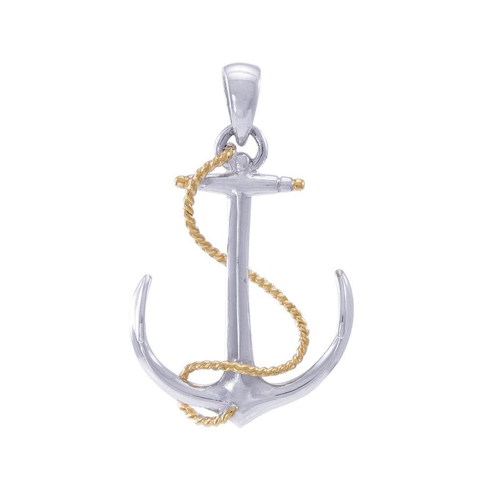 Anchor Sterling Silver and 18K Vermeil Gold Accent Pendant MGV635 - Jewelry