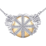 Dali-inspired fine Sterling Silver and Gold Accented Necklace with Gemstone MNC139