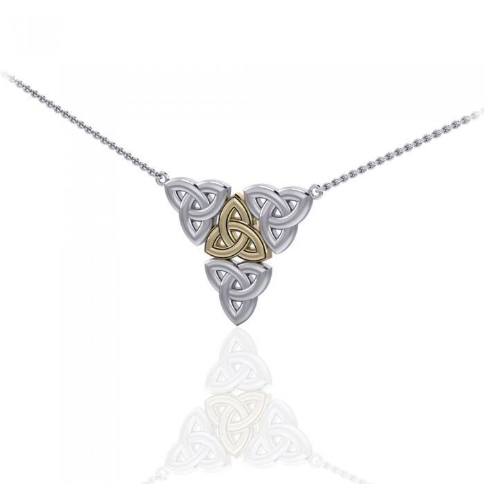 Celtic Trinity Silver and Gold Necklace MNC220 - Jewelry