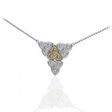 Celtic Knotwork Trinity Sterling Silver with 18K Gold Accent Necklace MNC220