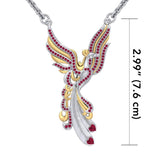 Mythical Phoenix arise! ~ Sterling Silver Jewelry Necklace with 14k Gold and Gemstone Accents - Jewelry
