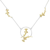 Quadruple Hammerhead Shark Sterling Silver and Vermeil Gold Necklace MNC296 - Jewelry
