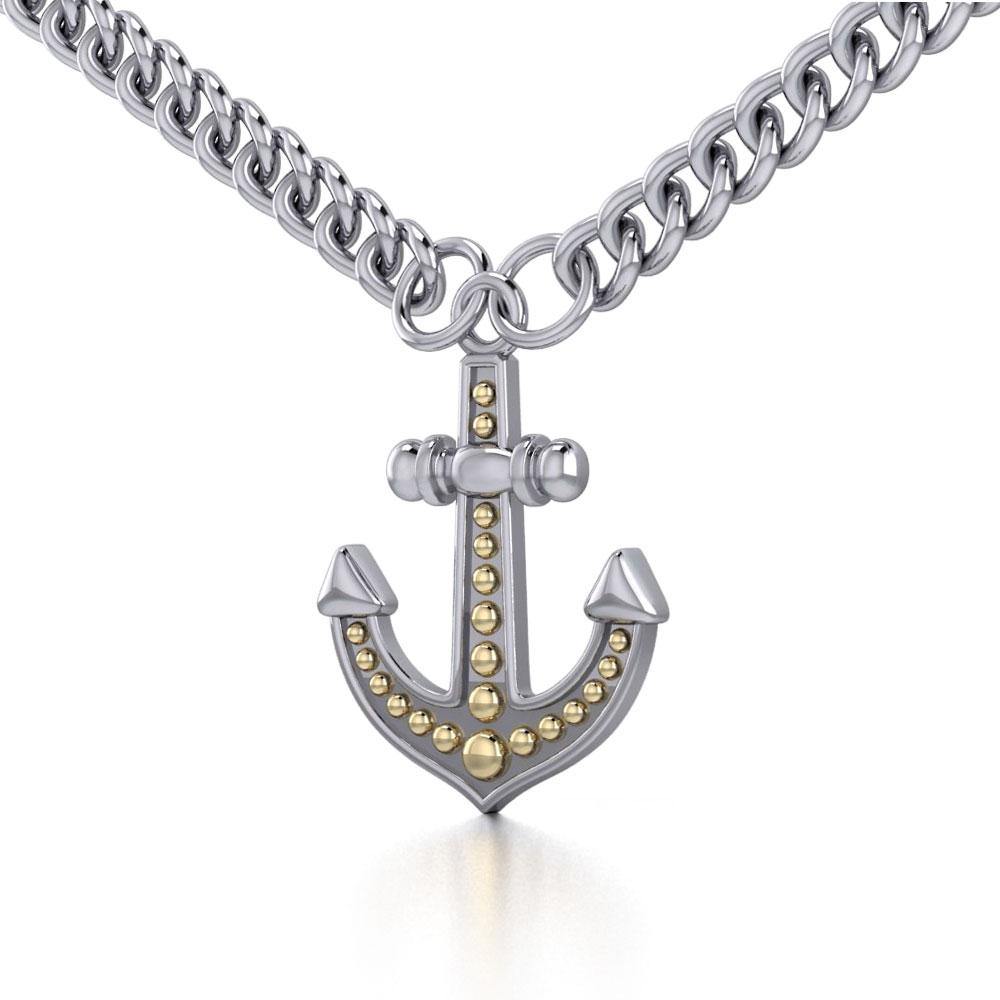 Firm and golden ~ 14k 2 micron gold-plated Anchor with Sterling Silver Jewelry Pendant - Jewelry