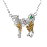 Sacred Celtic Cat Pentacle Silver and Gold Necklace MNC414P - Jewelry